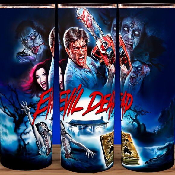 Evil Dead 80s Ash Williams and Deadites Horror Movie Cup Mug Tumbler 20oz - Picture 1 of 3